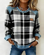 Avery | Plaid Denim Sweater