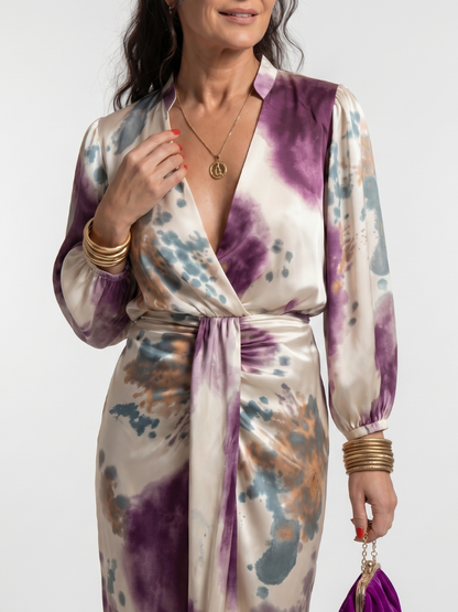 Valentina | Robe Midi Imprimée à Enveloppe Croisée avec Ceinture
