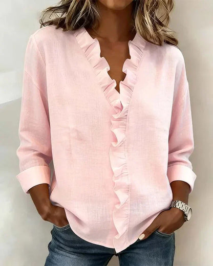 Glynara™ | Ruffled V-Neck Blouse