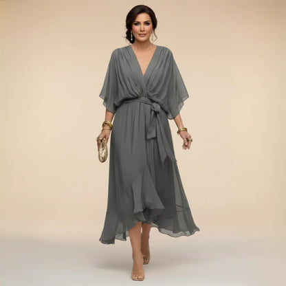 Brianna™ | Elegant V-neck Chiffon Dress
