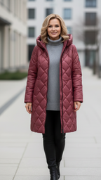 Barbara | Elegancka pikowana kurtka puchowa z kapturem