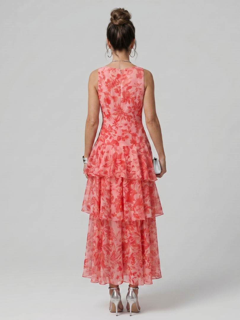 Gala | Robe midi sans manches à décolleté en V profond et motif peint