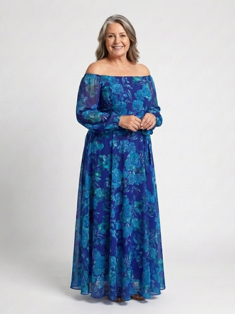 Aspen | Robe maxi florale à épaules dénudées