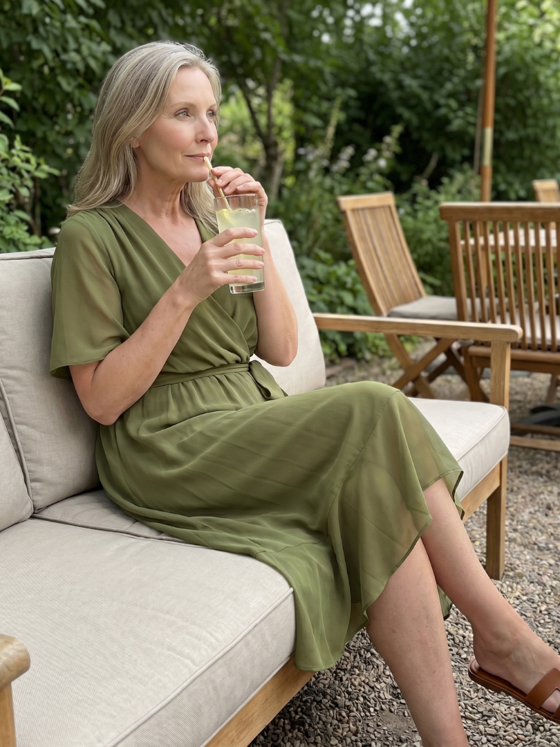 Keziah | Robe Midi à Manches Courtes avec Ourlet Doux et Fluide