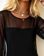 Helena | Elegancka Sukienka z Cekinami i Siateczkowymi Rękawami