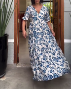 Brenda | Vestido Floral de Manga Corta