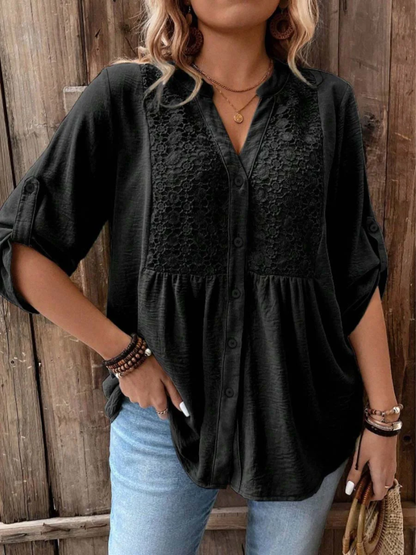 Noria™ | Relaxed Button V-Neck Top