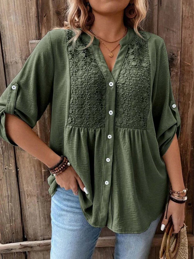Noria™ | Relaxed Button V-Neck Top