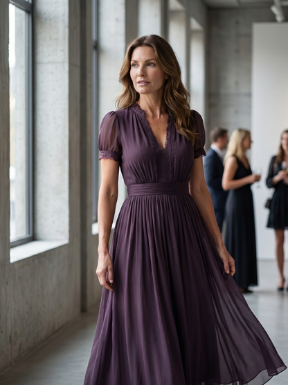 Elia | Robe Maxi à Taille Froncée avec Ouverture en Clé