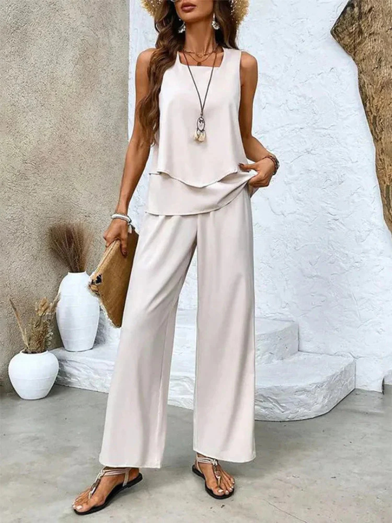 Ovelynra™ | Ensemble débardeur sans manches et pantalon à jambes larges