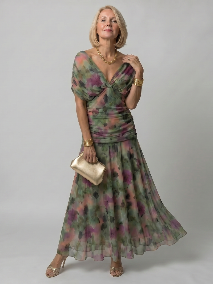 Calen | Robe Midi Décontractée à Épaules Dégagées