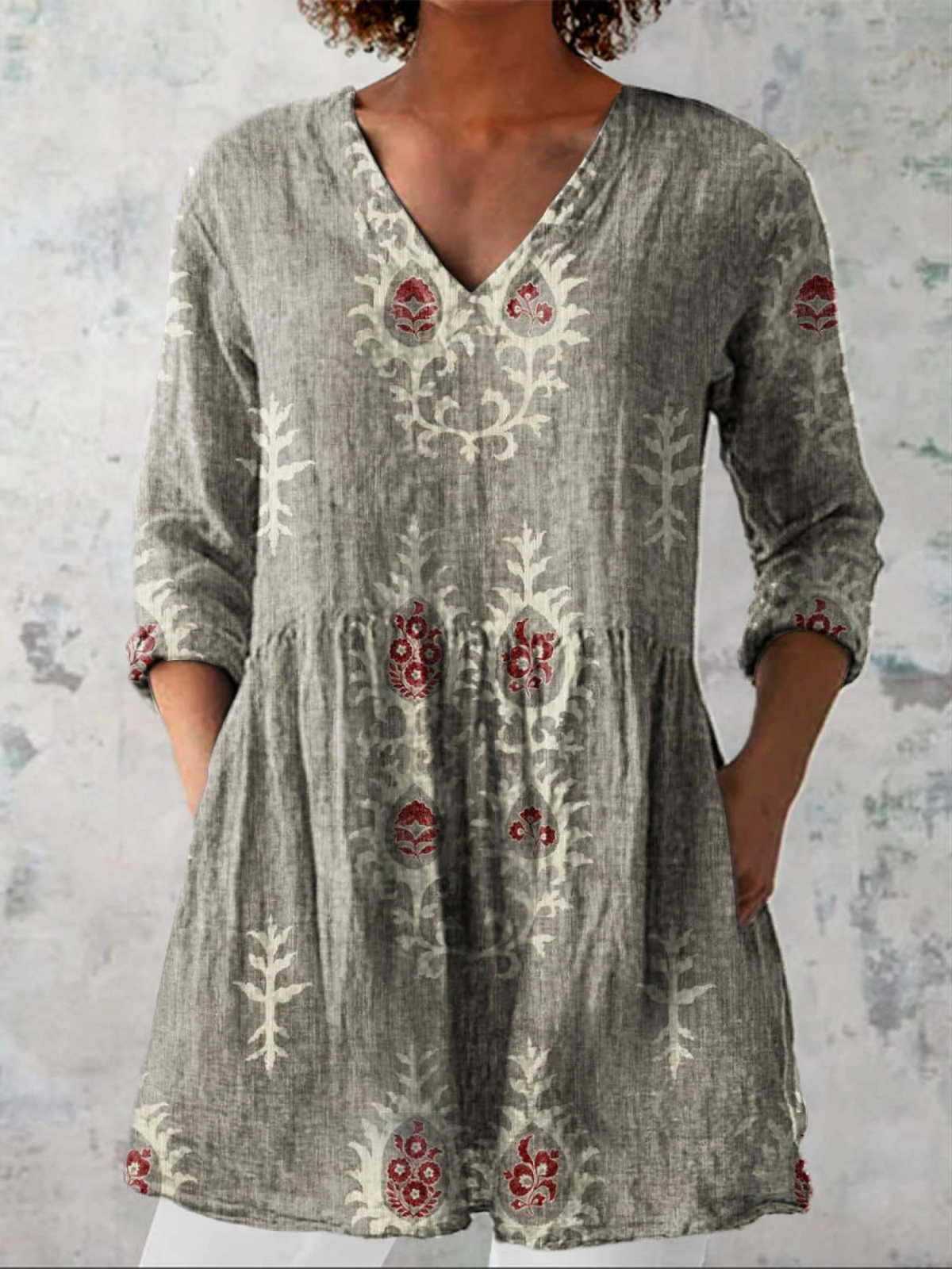 Elise | Blouse Longue avec Décolleté en V