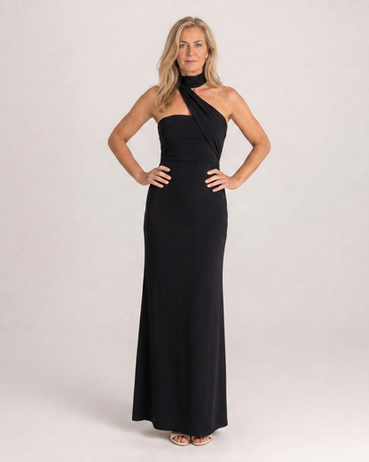 Fijem | Robe Maxi Halter Florale Aquarelle à Une Épaule