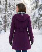 Olga | Wełniany płaszcz z kratkowanym kołnierzem