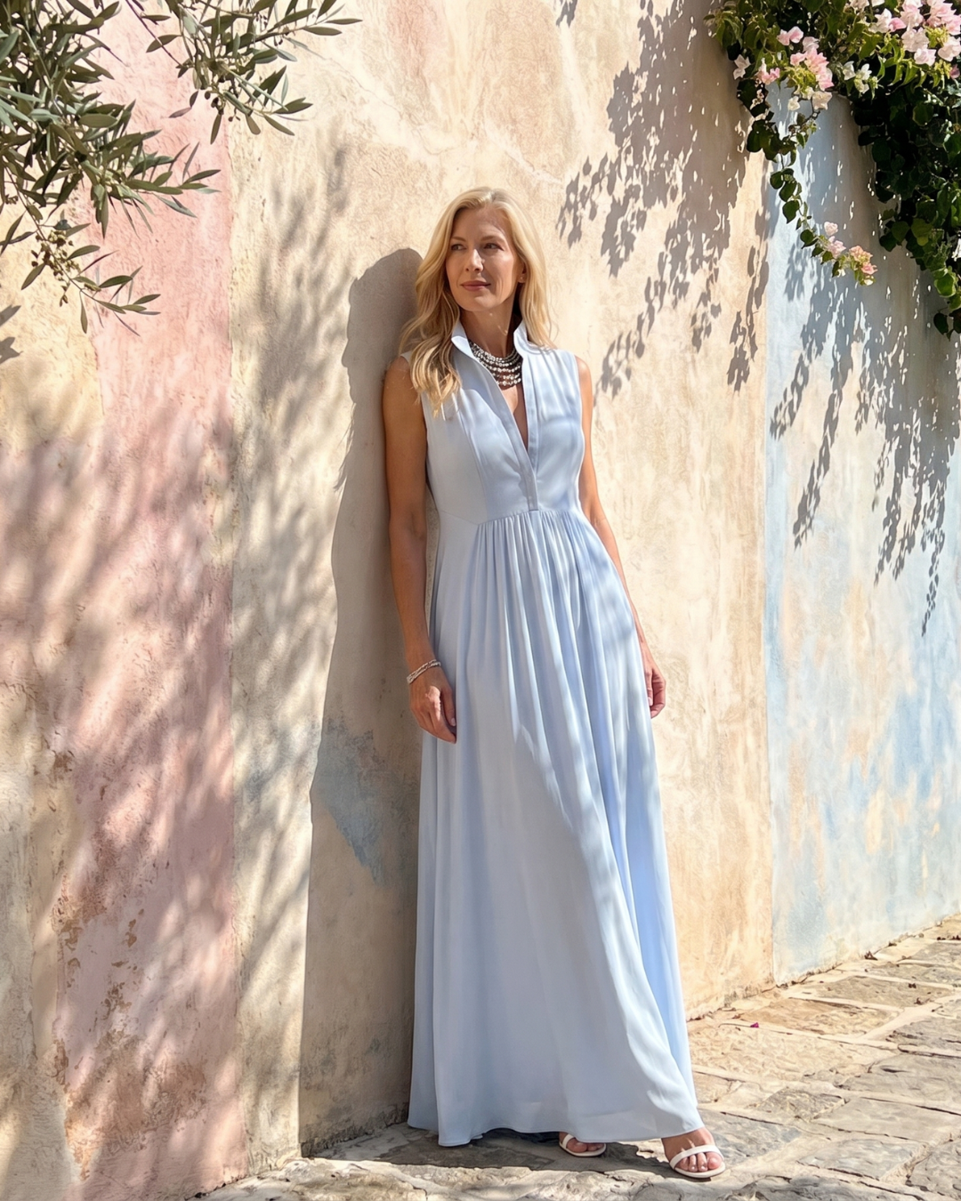 Virelia | Combinaison sans manches avec col et jambes larges fluides