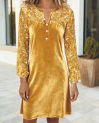 Karolina | Świąteczna Sukienka z Aksamitnym Blaskiem i Cekinowymi Rękawami