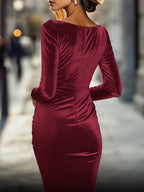 Barbara | Dopasowana Aksamitna Sukienka na Przyjęcia