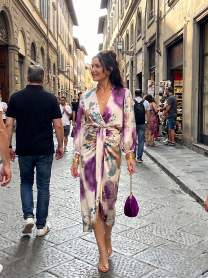 Valentina | Robe Midi Imprimée à Enveloppe Croisée avec Ceinture