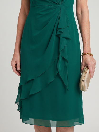 Eira | Robe Midi à Manches Courtes avec Ourlet Superposé