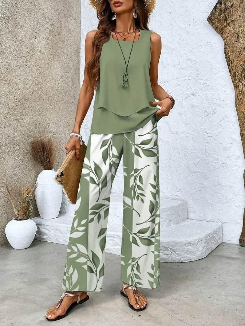 Ovelynra™ | Ensemble débardeur sans manches et pantalon à jambes larges
