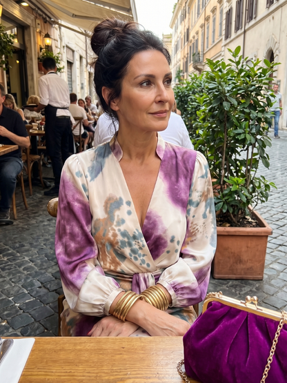 Valentina | Robe Midi Imprimée à Enveloppe Croisée avec Ceinture