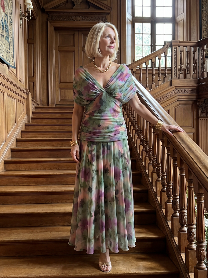 Calen | Robe Midi Décontractée à Épaules Dégagées