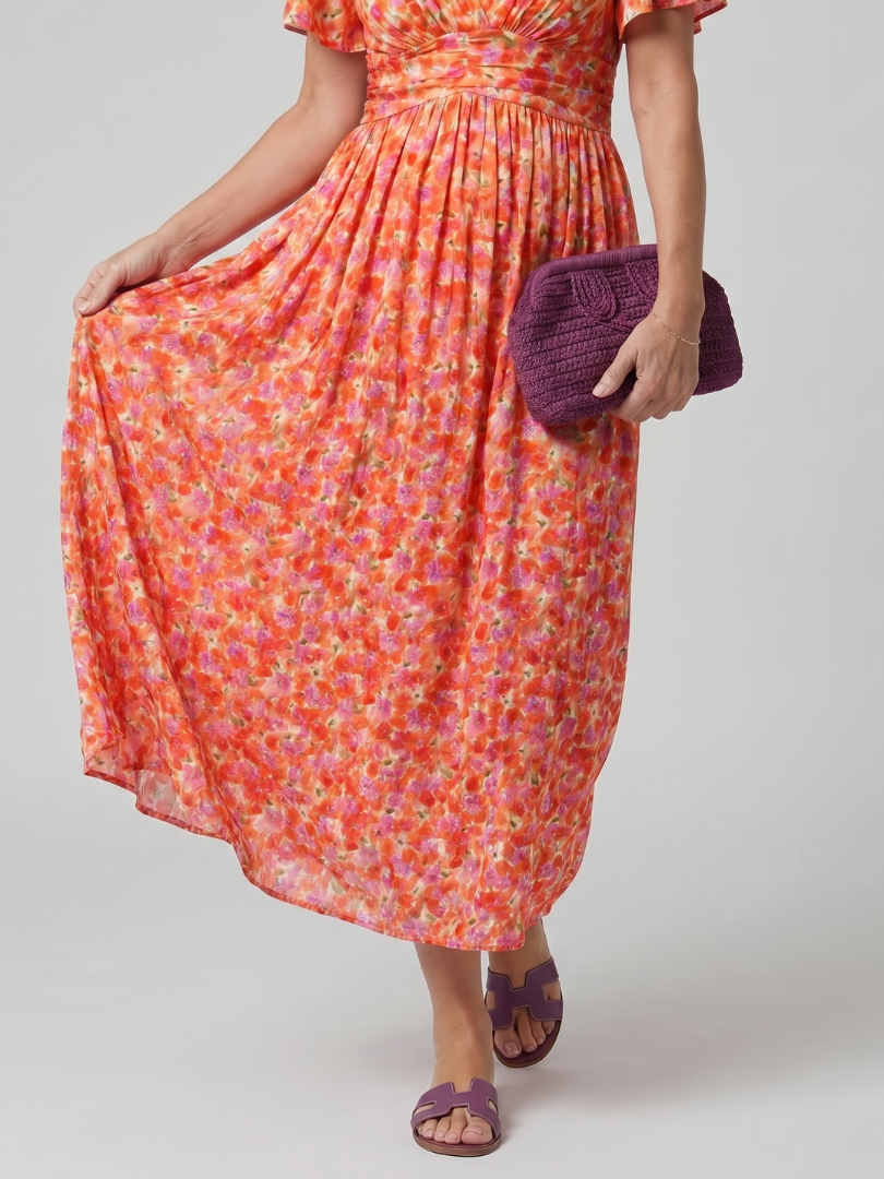 Juna | Robe midi à imprimé floral Ditsy à manches courtes