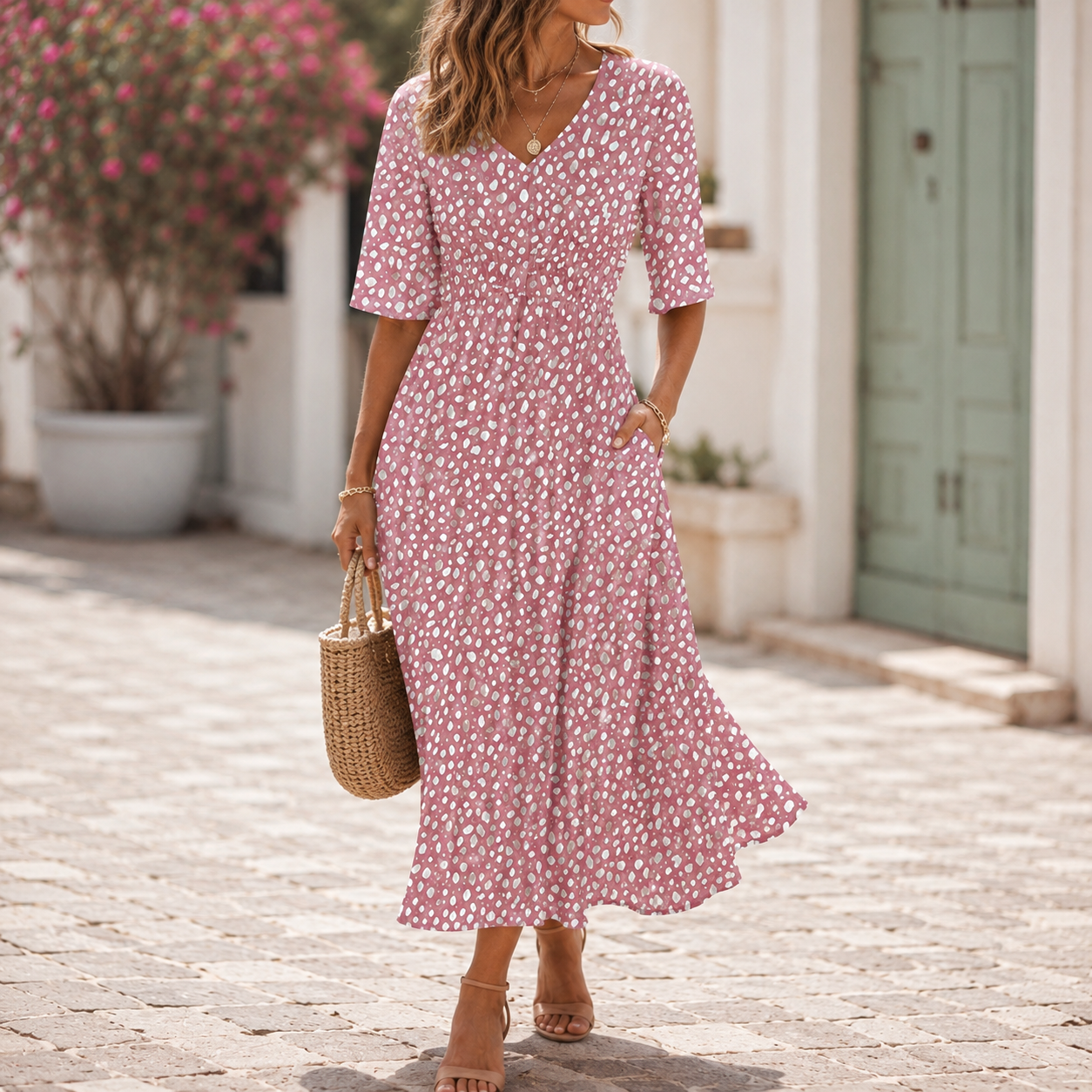 Tess™ | Elegant Midi Dress with Tummy-Camouflaging Design