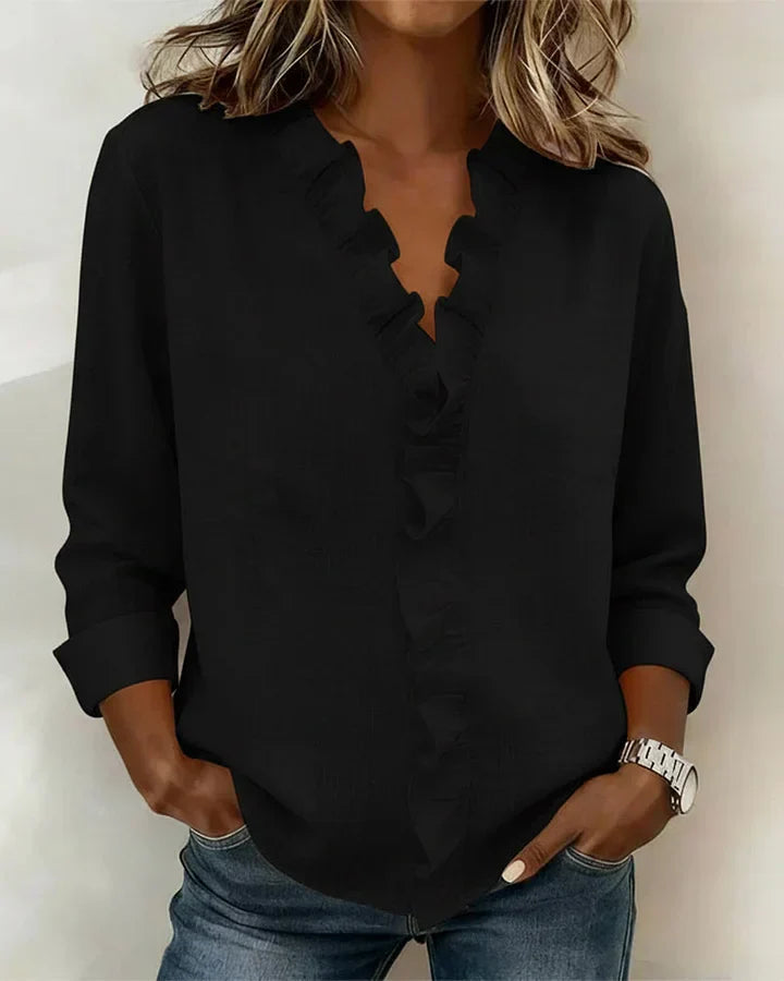 Glynara™ | Ruffled V-Neck Blouse
