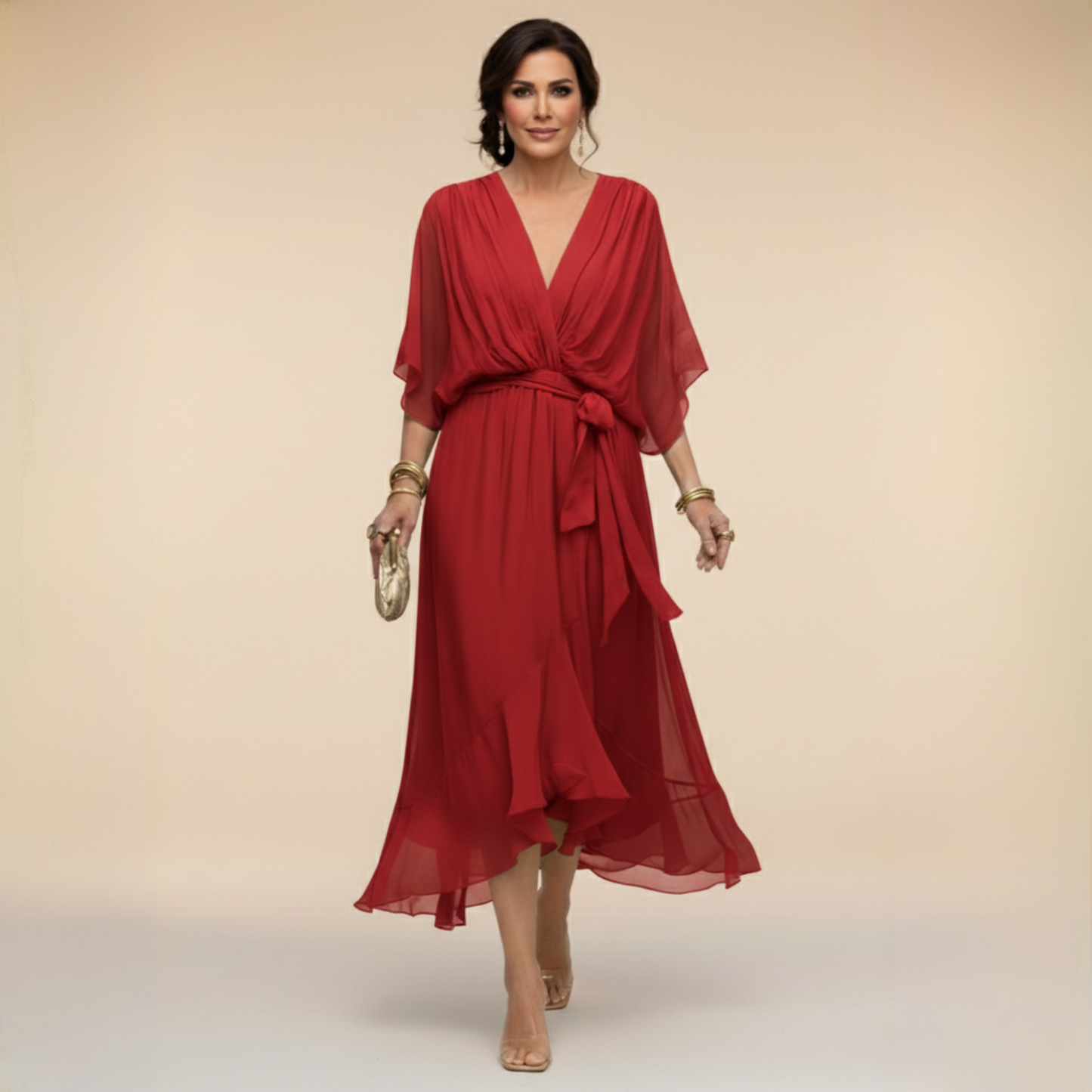 MARTA™ | ROBE EN CHIFFON AVEC ENCOLURE EN V