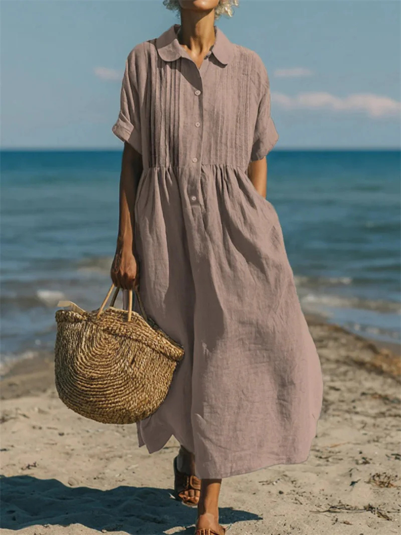 Maëlle™ | Robe chemise boutonnée en coton