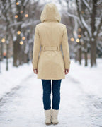 Olga | Wełniany płaszcz z kratkowanym kołnierzem