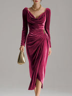 Joanna | Elegancka Midi Sukienka z Faldami