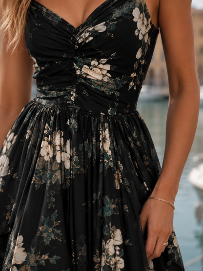 Calantha – Robe Maxi Asymétrique Florale Livorno