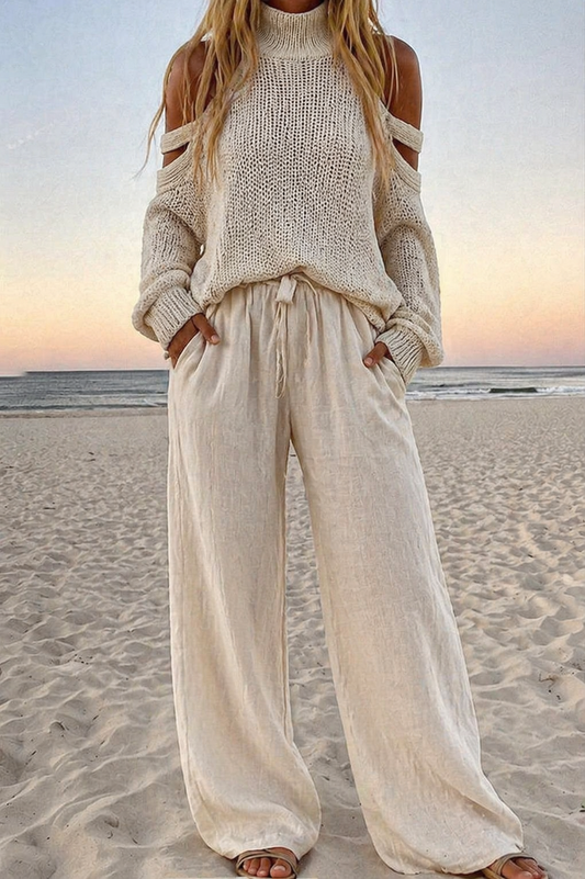 Zafira – Ensemble Haut en Tricot Moderne de Minorque et Pantalon Large