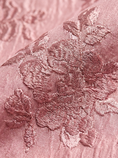 Xanthea | Robe maxi chemise à manches courtes et ceinture florale texturée