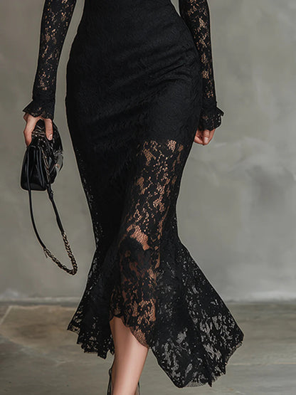Julia | Robe Maxi en Dentelle Noire
