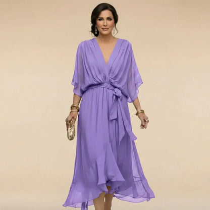 MARTA™ | ROBE EN CHIFFON AVEC ENCOLURE EN V