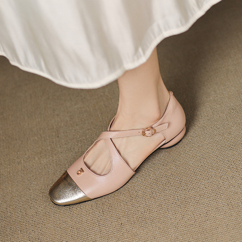 Astelle™ クロスストラップ ローヒールパンプス