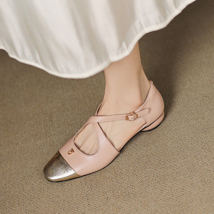 Astelle™ クロスストラップ ローヒールパンプス