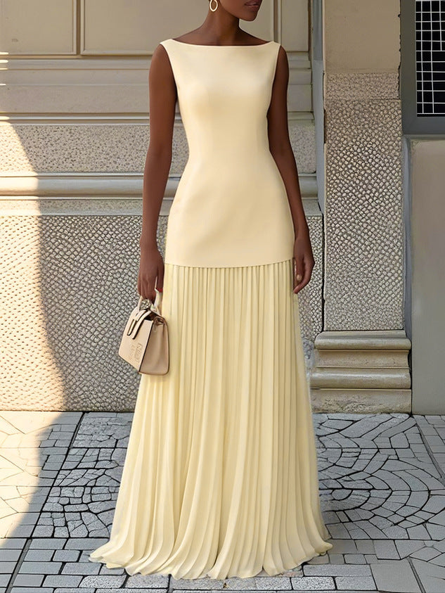Gianna™ | Robe Maxi Plissée Sans Manches Élégante