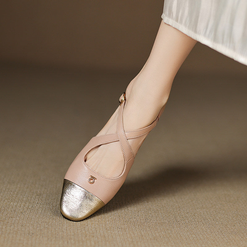 Astelle™ クロスストラップ ローヒールパンプス