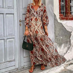 Bria | Vestido Bohemio Estampado con Cuello en V