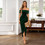 EVELINE™ - Off-Shoulder Velvet Long Dress