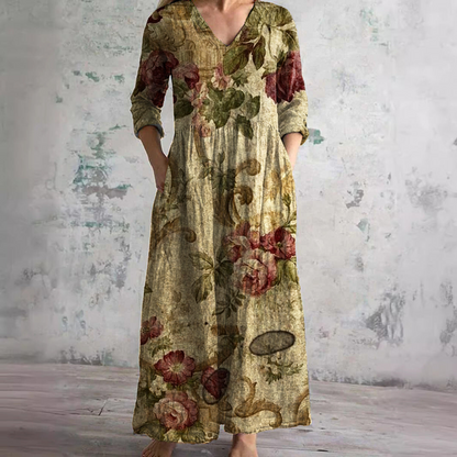 Barbara | Flowy Dress with V-Neck and Floral Pattern