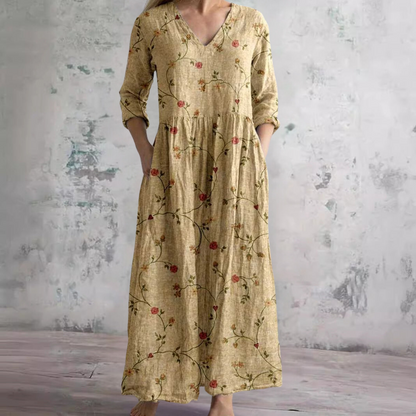 Barbara | Flowy Dress with V-Neck and Floral Pattern