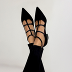 ANNELORE | ELEGANCKIE CZARNE SZPILKI Z OSTRYM NOSKIEM I PASKIEM