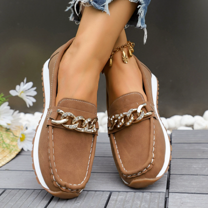 Elle - Mocassins Orthopédiques avec Boucle en Diamant