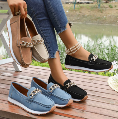 Elle - Mocassins Orthopédiques avec Boucle en Diamant