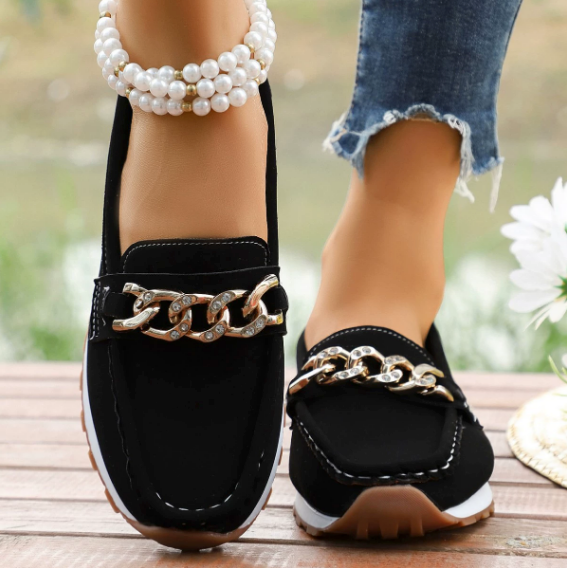 Elle - Mocassins Orthopédiques avec Boucle en Diamant